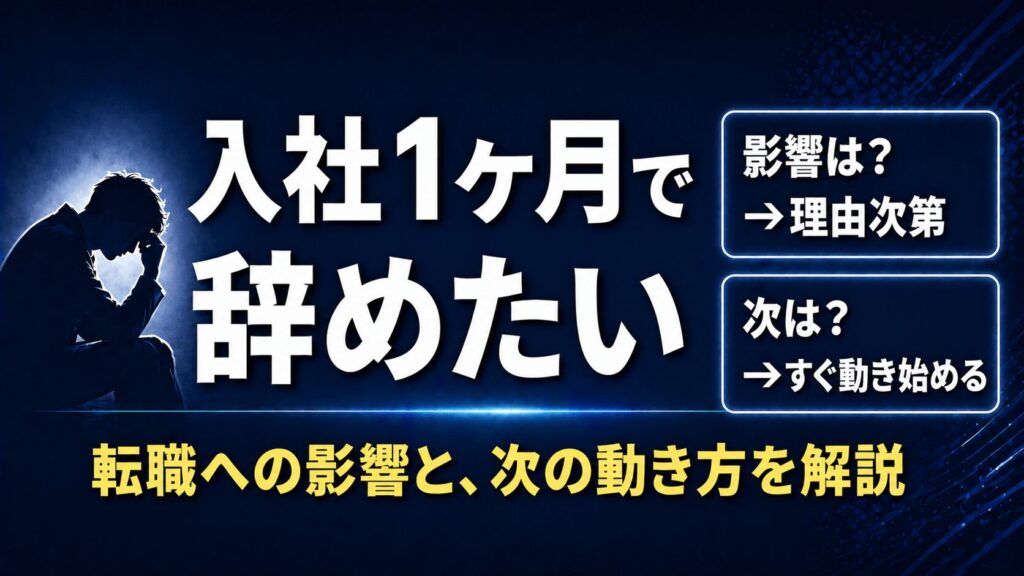 入社1ヶ月で辞めたい【転職への影響と、辞めてから動く方法を解説】